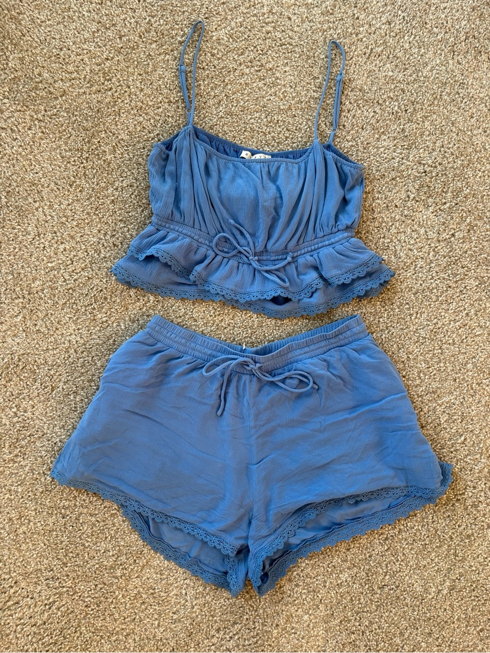 HYFVE Periwinkle Blue Lace-Trim Cami & Shorts Set